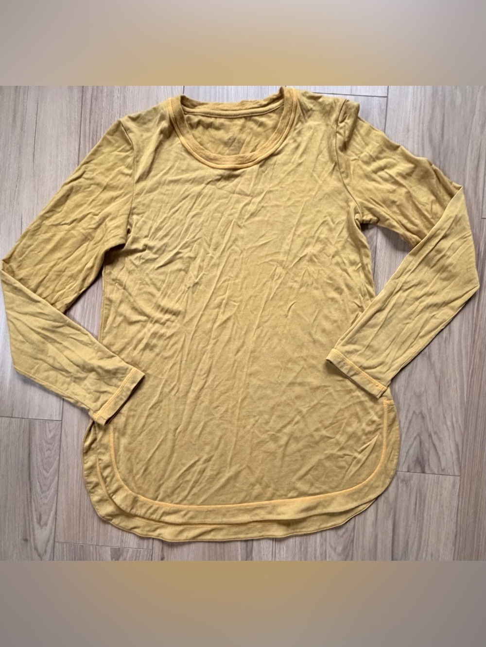 Woolx Hazel Tunic Merino Wool Lightweight Mustard Long Sleeve Small FLAWED